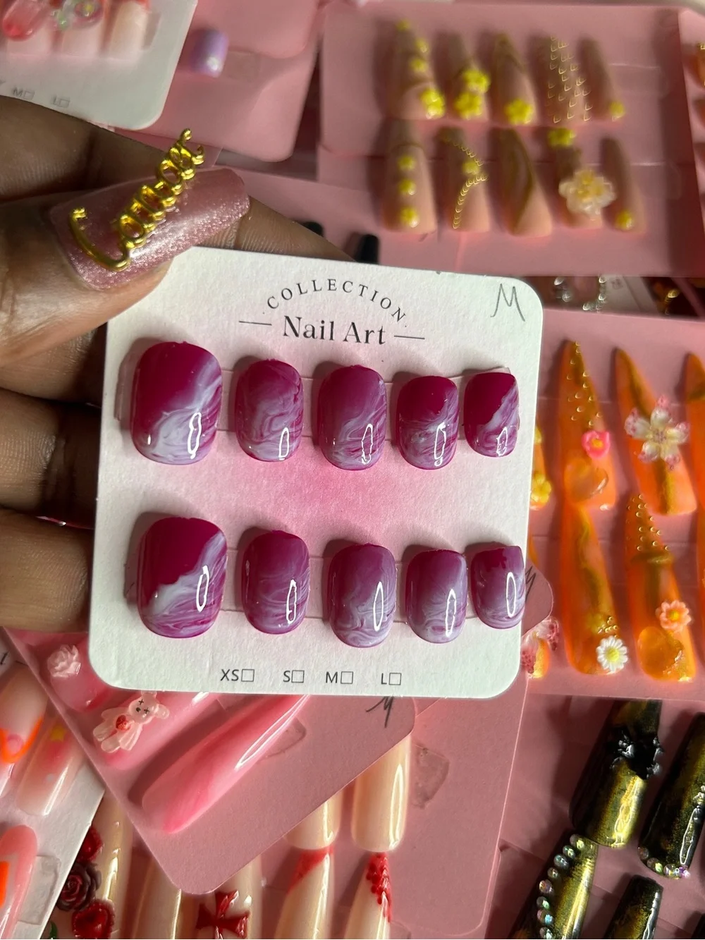 Marble Pink Press-On Nails Set